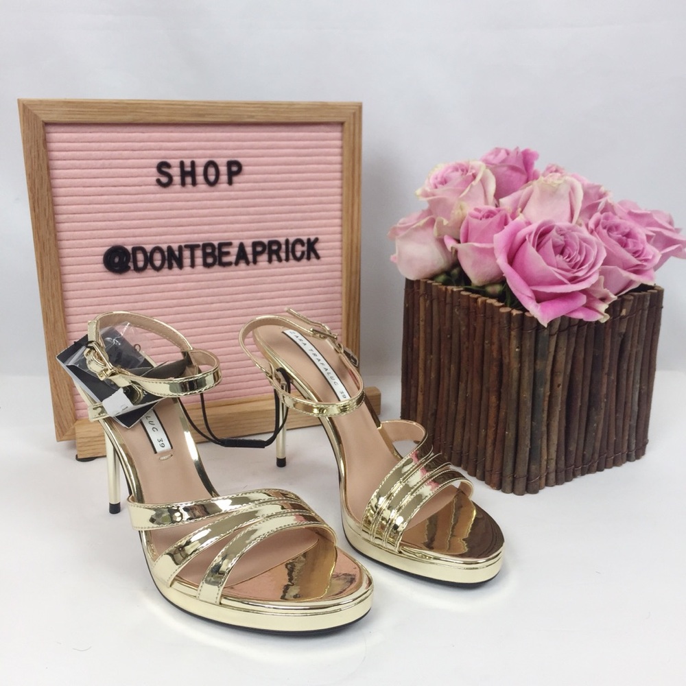 New Zara Gold Heels (Sz: 39)